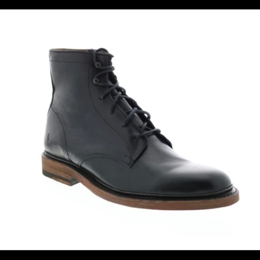 Frye Lace Up Mens Black Leather Casual Dress Boots